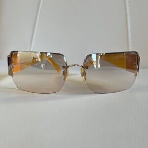 CHANEL 4095-B Amber Vintage Y2K Rimless by Luxottica with Swarovski CC logo